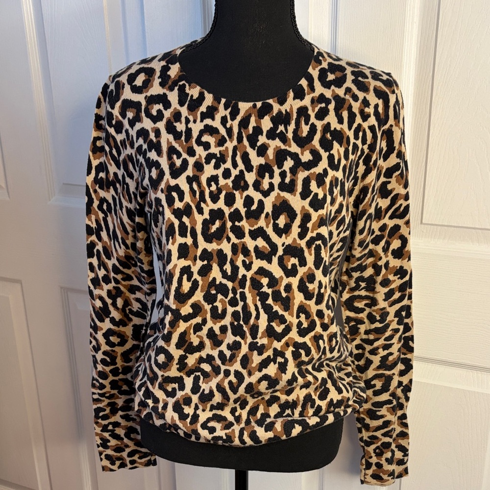 J. Crew Teddy Cotton Leopard Print Lightweight Knit Top size medium